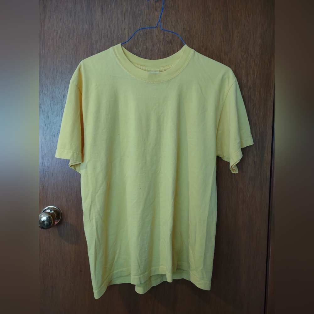 AU Coton 100% Cotton Crewneck Pre Shrunk T Shirt  Solid Yellow